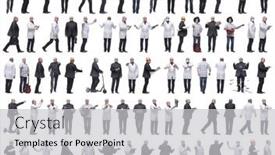  Presentation with displaying - Slide deck enhanced with collage-of-a-man background and a light gray colored foreground