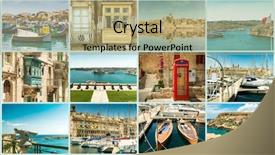  Presentation with photo collage for company behind the scen - Amazing theme having collage of a trevel photos backdrop and a coral colored foreground