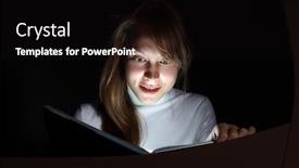  Presentation with magic book - Presentation enhanced with collage of a young woman reading a magic book background and a black colored foreground