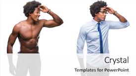  Presentation with african american in computer class business - PPT theme enhanced with collage of african american shirtless background and a  colored foreground