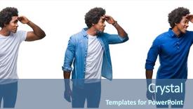  Presentation with african american in computer business - Slide deck featuring collage of african american young background and a ocean colored foreground