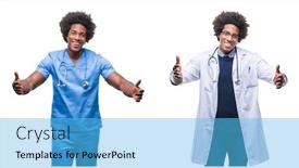  Presentation with happiness - Audience pleasing theme consisting of collage of african american young surgeon nurse doctor man over isolated background looking at the camera smiling with open arms for hug cheerful expression embracing happiness backdrop and a light blue colored foreground