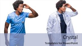  Presentation with hand surgeon - Presentation theme enhanced with collage of african american young background and a light blue colored foreground