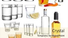 Presentation with alcohol vodka - Audience pleasing presentation design consisting of collage of alcohol drinks vodka isolated on white backdrop and a blonde colored foreground