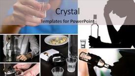  Presentation with alcoholism - Slide set with collage of alcoholism close-up background and a light gray colored foreground