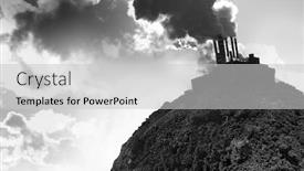  Presentation with power plant - Colorful slide set enhanced with collage of an empty planet's soil and smoking power plant backdrop and a light gray colored foreground