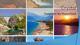  Presentation with tourism turkey - Presentation theme consisting of collage-of-antalya-turkey-images background and a coral colored foreground