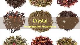 Presentation with tea leaves - Slide set featuring collage of aromatic dry tea background and a tawny brown colored foreground