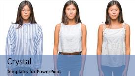  Presentation with simple minimalist white - Presentation theme featuring collage of asian young woman background and a  colored foreground