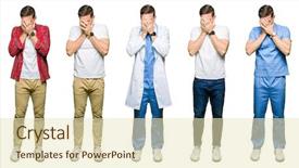  Presentation with collage - Slide deck consisting of collage of attractive young man background and a  colored foreground