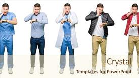  Presentation with special education young adult man - Colorful presentation theme enhanced with collage of attractive young man backdrop and a  colored foreground