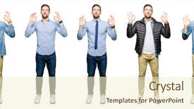  Presentation with collage - Presentation design featuring collage of attractive young man background and a cream colored foreground
