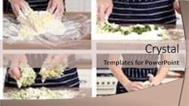  Presentation with step - Amazing PPT theme having flour eggs and spinach making backdrop and a soft green colored foreground