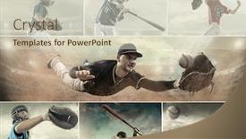  Presentation with game world - Cool new slides with collage-of-baseball-players backdrop and a soft green colored foreground