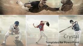  Presentation with game world - Slide deck with collage-of-baseball-players background and a mint green colored foreground