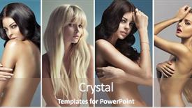  Presentation with beauty - Audience pleasing presentation theme consisting of collage of beautiful beauty portraits backdrop and a coral colored foreground