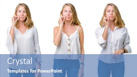  Presentation with lips mouth - Audience pleasing slide set consisting of collage-of-beautiful-blonde-woman backdrop and a teal colored foreground