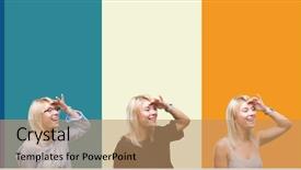  Presentation with beautiful midnight sun over - Colorful slides enhanced with collage of beautiful blonde woman backdrop and a  colored foreground