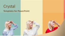  Presentation with beautiful midnight sun over - Slides enhanced with collage of beautiful blonde woman background and a  colored foreground