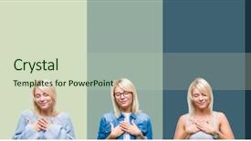  Presentation with light green health and wellbeing - Slide set enhanced with collage of beautiful blonde woman background and a soft green colored foreground