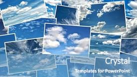  Presentation with climate - Audience pleasing theme consisting of collage of beautiful clouds backdrop and a teal colored foreground