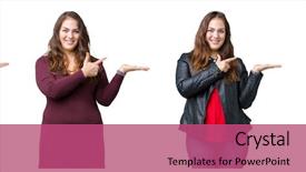  Presentation with plus size fashion model - Colorful slide deck enhanced with collage of beautiful plus size backdrop and a violet colored foreground