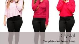  Presentation with collage - Presentation design featuring collage of beautiful young woman background and a light gray colored foreground