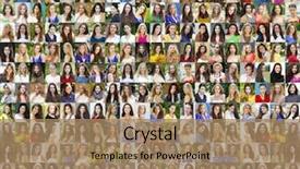  Presentation with beautiful black women smiling - Cool new slide deck with collage of beautiful young women backdrop and a coral colored foreground