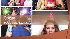  Presentation with birthday party - Slide set with collage of birthday party background and a coral colored foreground