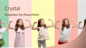  Presentation with girl power - Slides enhanced with collage of brunette hispanic girl background and a cream colored foreground