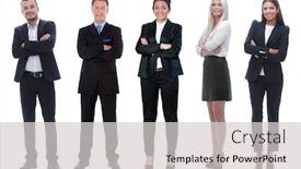  Presentation with people collage - Audience pleasing slide set consisting of collage-of-business-people backdrop and a light gray colored foreground