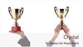  Presentation with award - Beautiful theme featuring collage of businessman receiving award backdrop and a sky blue colored foreground