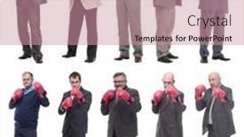  Presentation with boxing - PPT layouts enhanced with collage-of-businessmen-in-boxing background and a coral colored foreground