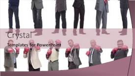  Presentation with boxing - Presentation theme featuring collage-of-businessmen-in-boxing background and a coral colored foreground