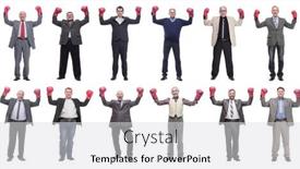  Presentation with boxing - Slide set enhanced with collage-of-businessmen-in-boxing background and a light gray colored foreground