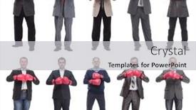  Presentation with boxing - Slide set with collage-of-businessmen-in-boxing background and a light gray colored foreground