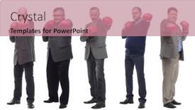  Presentation with boxing - PPT layouts with collage-of-businessmen-in-boxing background and a coral colored foreground