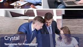  Presentation with busy work - Presentation design having collage of busy people discussing work and studying background and a ocean colored foreground