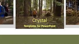  Presentation with forests - Theme consisting of collage-of-caucasian-explorers-hiking background and a tawny brown colored foreground