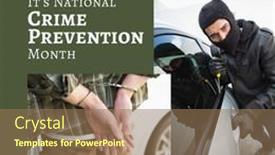  Presentation with crime prevention - PPT theme featuring collage-of-caucasian-man background and a coral colored foreground