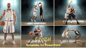  Presentation with basketball collage - Audience pleasing slide deck consisting of collage-of-caucassian-basketball-players backdrop and a violet colored foreground