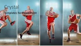  Presentation with basketball collage - PPT theme featuring collage-of-caucassian-basketball-players background and a light blue colored foreground