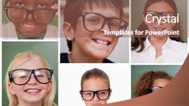  Presentation with pupils reading - Colorful theme enhanced with collage of cheerful pupils wearing backdrop and a violet colored foreground