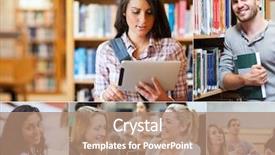  Presentation with university - Slides having collage of cheerful students background and a coral colored foreground