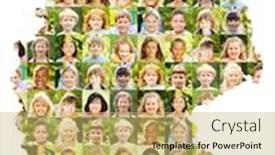  Presentation with diverse children - Presentation with collage-of-children-s-portraits background and a yellow colored foreground