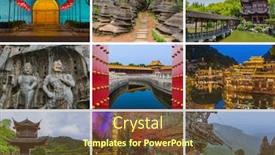  Presentation with china travel - Amazing slide deck having collage-of-china-images backdrop and a tawny brown colored foreground