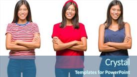  Presentation with chinese chinese - Beautiful slide set featuring collage of chinese asian woman backdrop and a ocean colored foreground