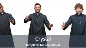  Presentation with christian - Beautiful slide deck featuring collage of christian priest men backdrop and a tawny brown colored foreground