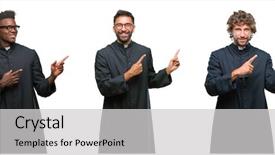  Presentation with christian african american men - PPT theme enhanced with collage of christian priest men background and a light gray colored foreground