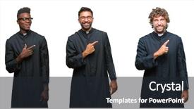  Presentation with christian - Theme with collage of christian priest men background and a wine colored foreground